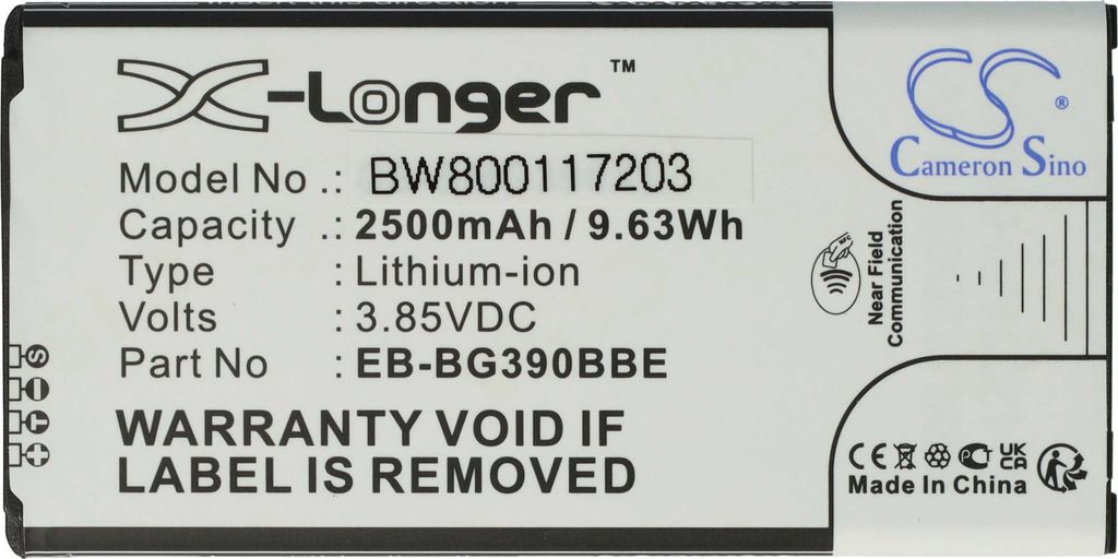 vhbw Akku kompatibel mit Samsung Galaxy Xcover 4 2017 TD-LTE Handy Smartphone Telefon (2500 mAh, 3,85 V, Li-Ion) mit NFC