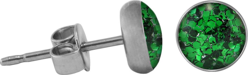 Chirurgenstahl Ohrstecker Glitterline Farbe - Dunkelgrün Größe - 10 mm