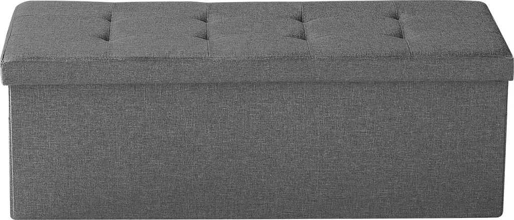 Pouf de Rangement Robuste Supportant 300kg, Ottomane Grise de 110 cm