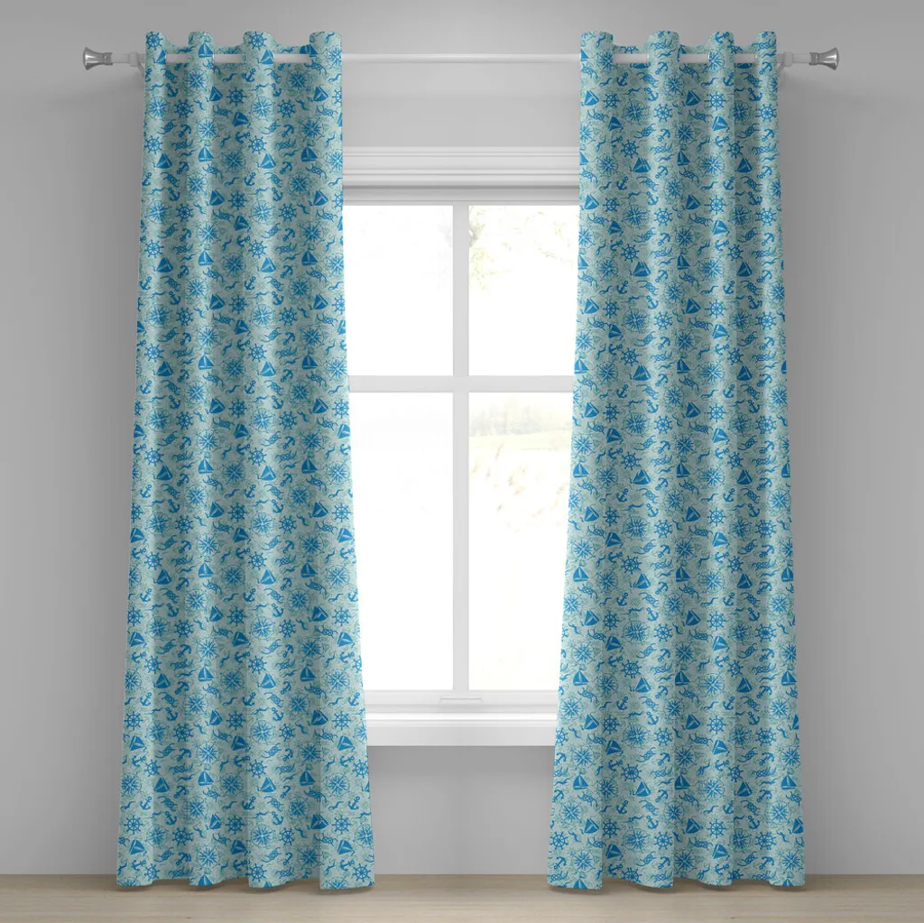 Set Tende ABAKUHAUS 280 x 225 cm - Motivo Marino Verde Menta