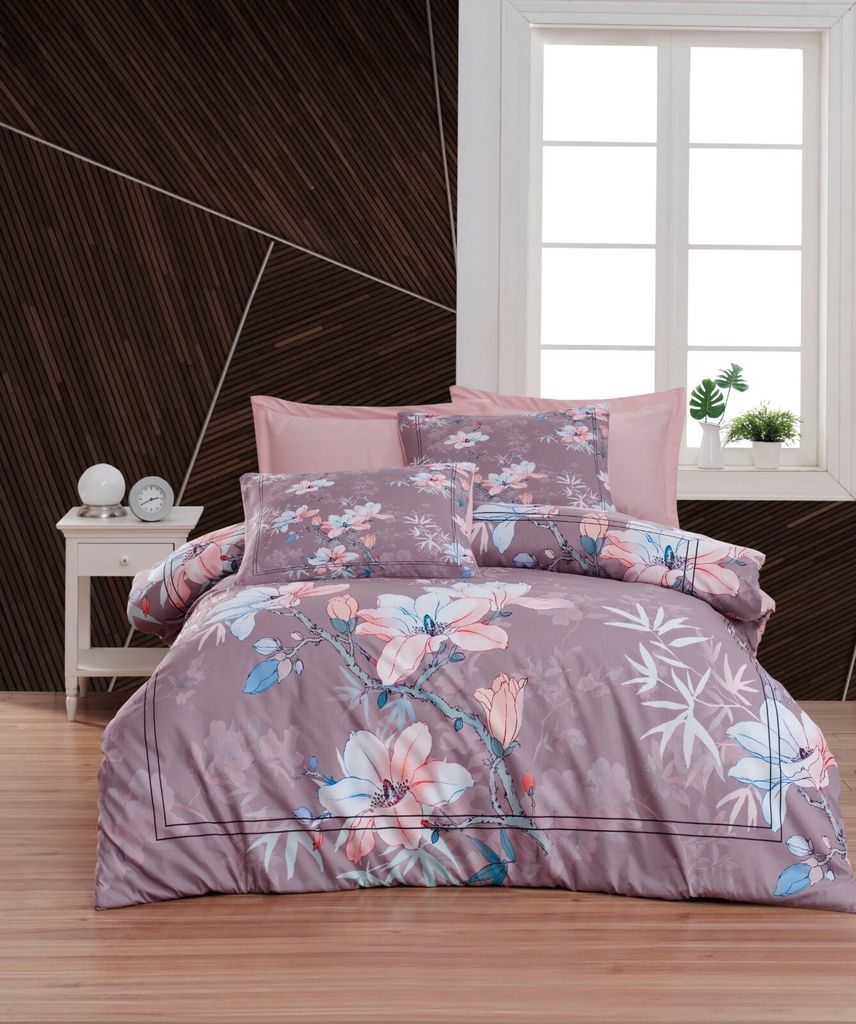 L'Essentiel Linge de Maison, 483, Doppelbett-Bettbezug-Set, Pulver, 100 % POLYESTER-MICROSATIN, 200 x 220 cm