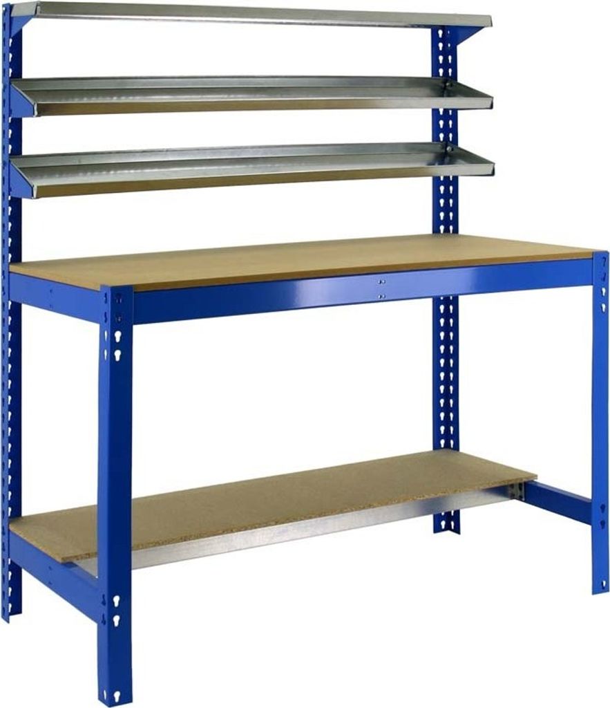 PROREGAL Werkbank BUFFALO mit Frontablage | HxBxT 84x90x61cm | Traglast 400kg | Blau
