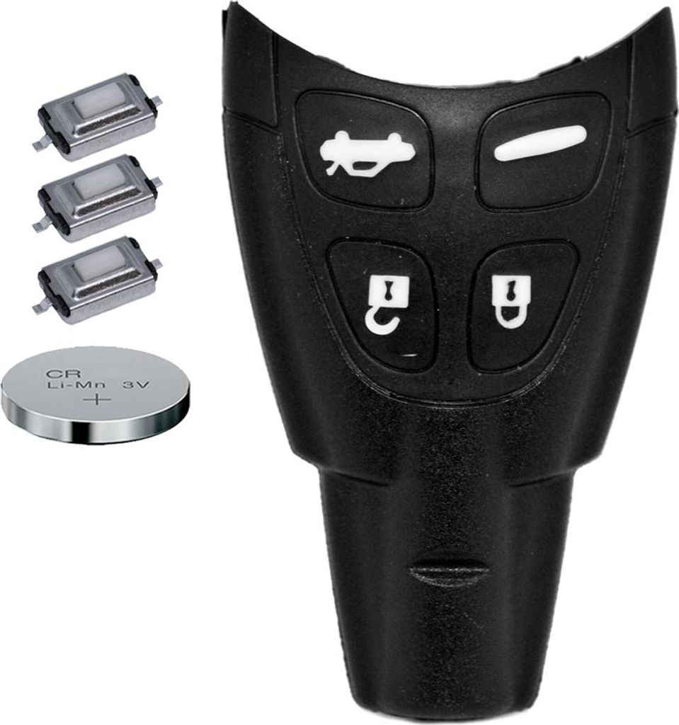 Auto Schlüssel Smartkey Funk Fernbedienung Sender 4 Tasten Gehäuse + CR3032 Batterie + 3X Mikrotaster kompatibel mit SAAB