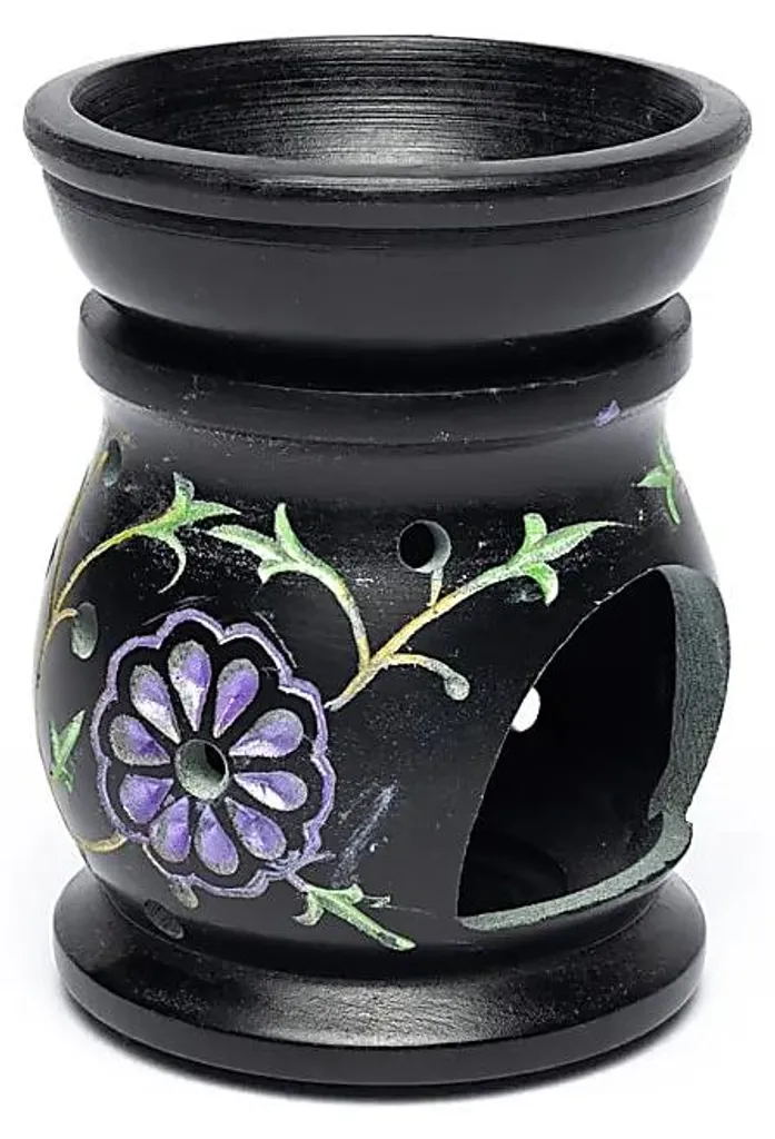 Diffuseur de Parfum en Stéatite Noire Gravée - Brûle-Parfum Lot de 2 - 2