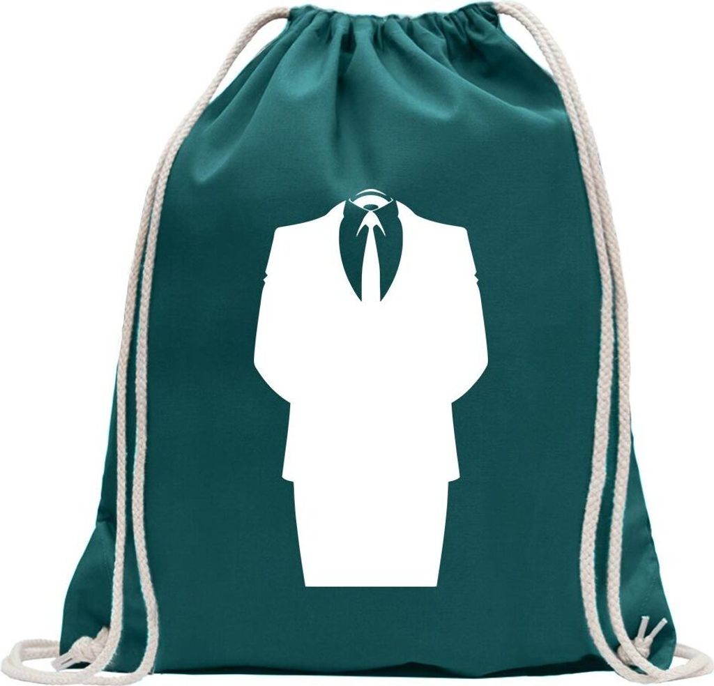 Kiwistar - Turnbeutel - petrol - Anonymous - Fun Rucksack Sport Beutel Gymsack Baumwolle mit Ziehgurt