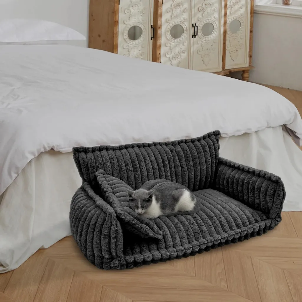 Lit pour chat format canapé XXL noir - Divan douillet déhoussable 100cm - 3
