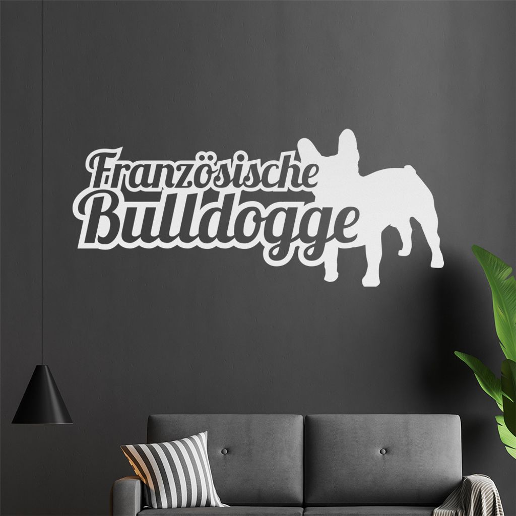 KIWISTAR Französische Buldogge mit Namen Schrift Wandtattoo in 6 Größen - Wandaufkleber Wall Sticker - Dekoration, Küche, Wohnzimmer, Schlafzim...