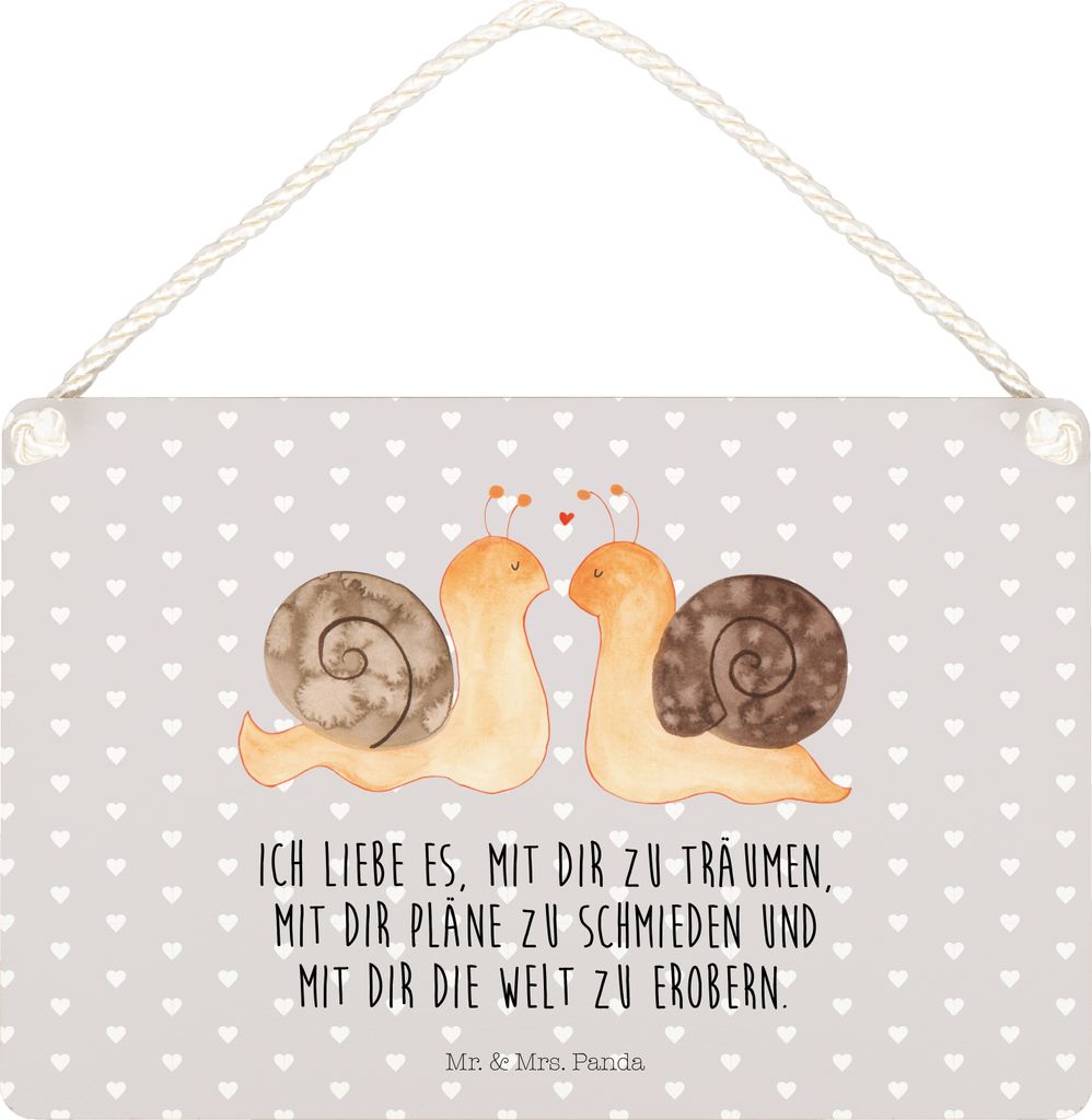 Mr. & Mrs. Panda Schild Schnecken Liebe DIN A5 - Grau Produktbild 