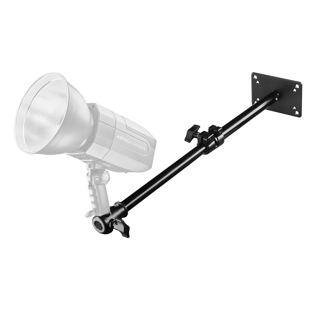 Walimex pro Deckenstativ 34-54 cm, Lichtstativ mit doppelseitigem 5/8" Spigot, Auslegerarm Halterung mit 1/4" u. 3/8" Gewinde, Lampenstativ belastb...