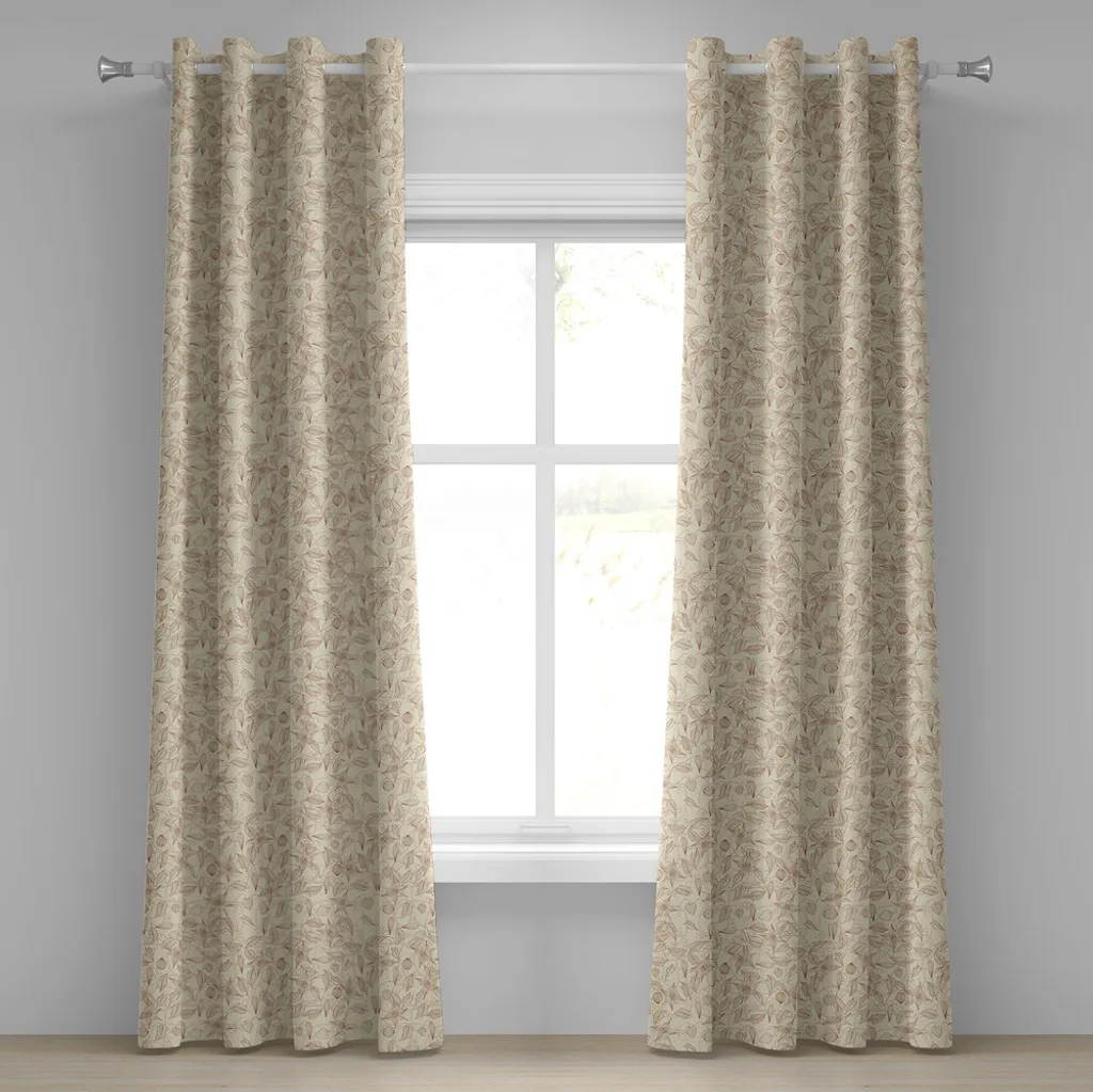 ABAKUHAUS Rideaux à œillets beige 280x175 cm avec motif floral vintage
