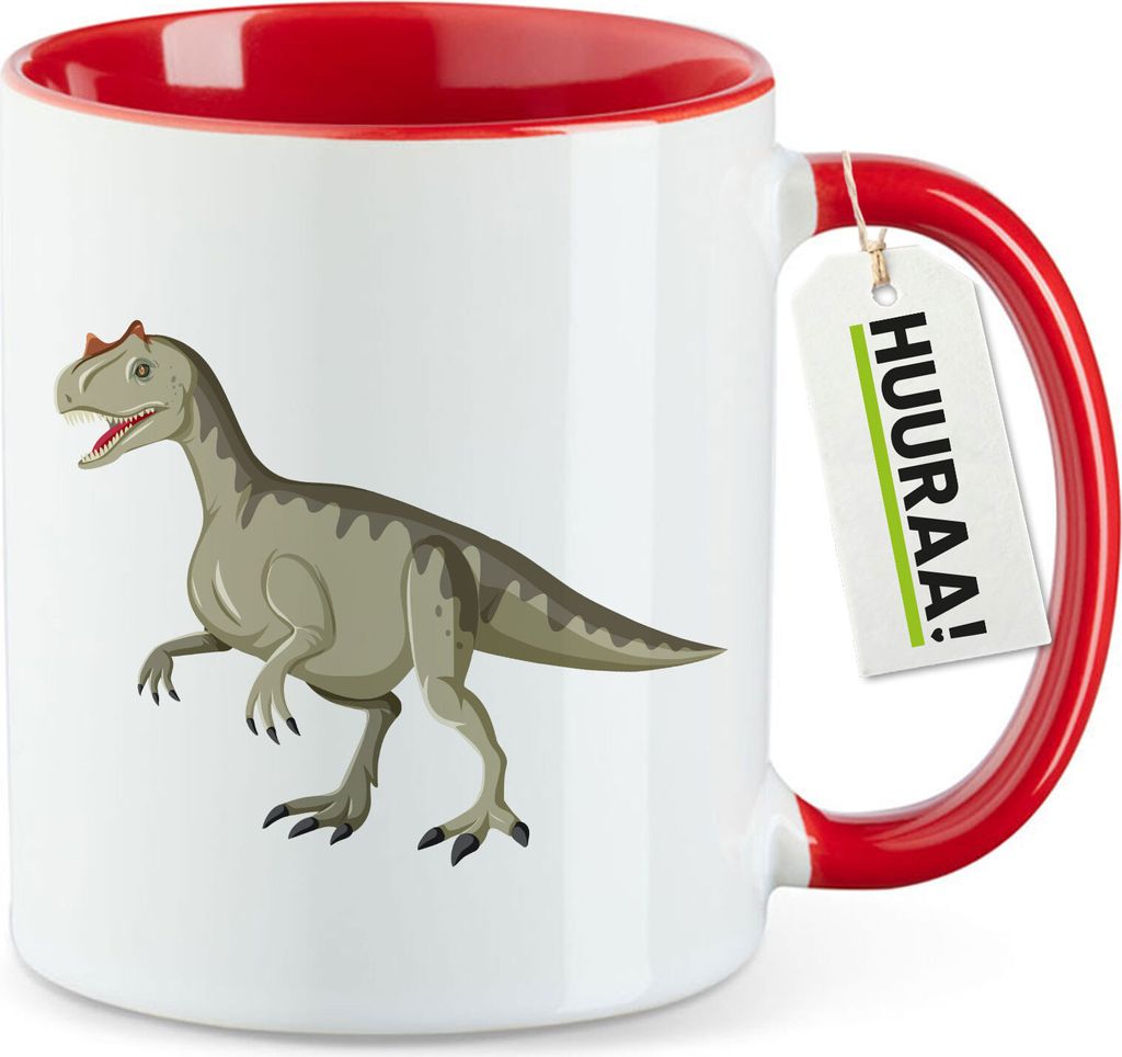 Huuraa Kaffeetasse Allosaurus Dinosaurier 330ml Rot Keramik Kaffeebecher Geschenkidee
