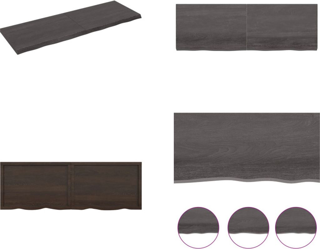 vidaXL Wandregal Dunkelbraun 180x60x(2 6)cm Massivholz Eiche Behandelt - Wandregal - Wandregale - Wandboard - Hängeregal