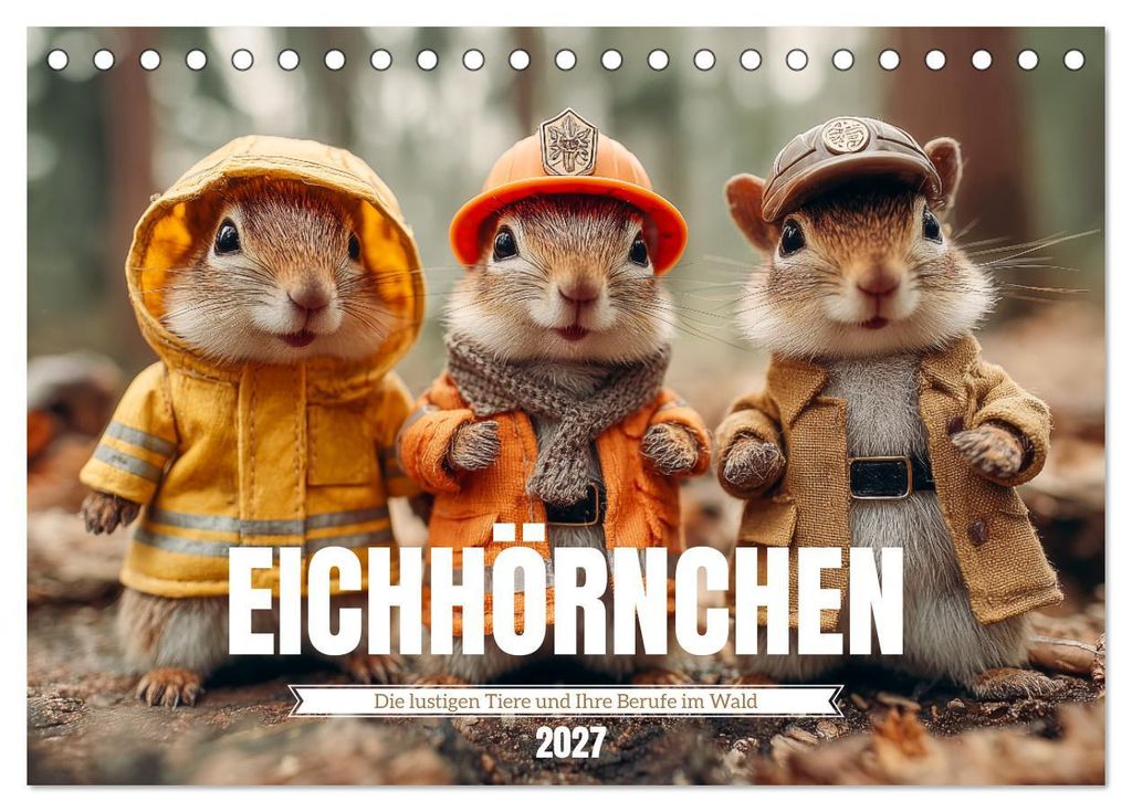 Eichhörnchen - Die lustigen Tiere und ihre Berufe im Wald (Tischkalender 2027 DIN A5 quer), CALVENDO Monatskalender