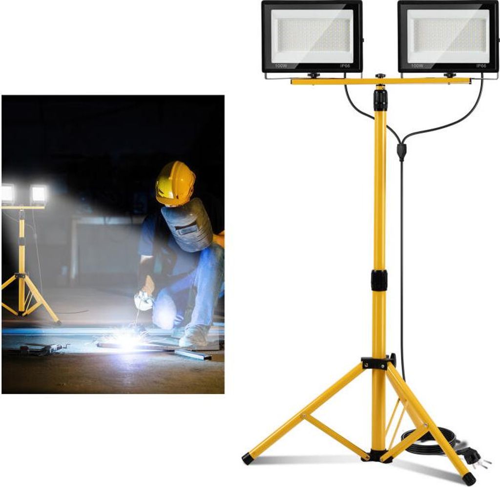 Eikuavons LED Baustrahler mit Stativ, 2x100W Arbeitsleuchte Produktbild 