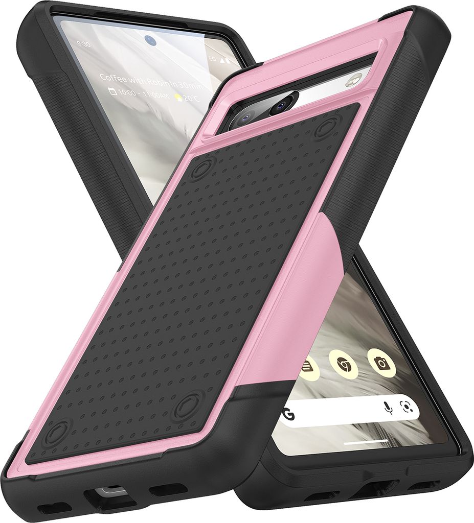 Für Google Pixel 7A Hülle Militärqualität Stoßfest Hybrid 2 in 1 Hart PC Weich TPU Handyhülle Pink Schwarz