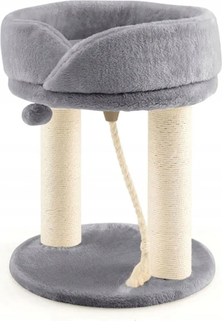 COSTWAY Arbre à chat 4-en-1 Gris 50,5cm avec Sisal et Jouet Suspendu