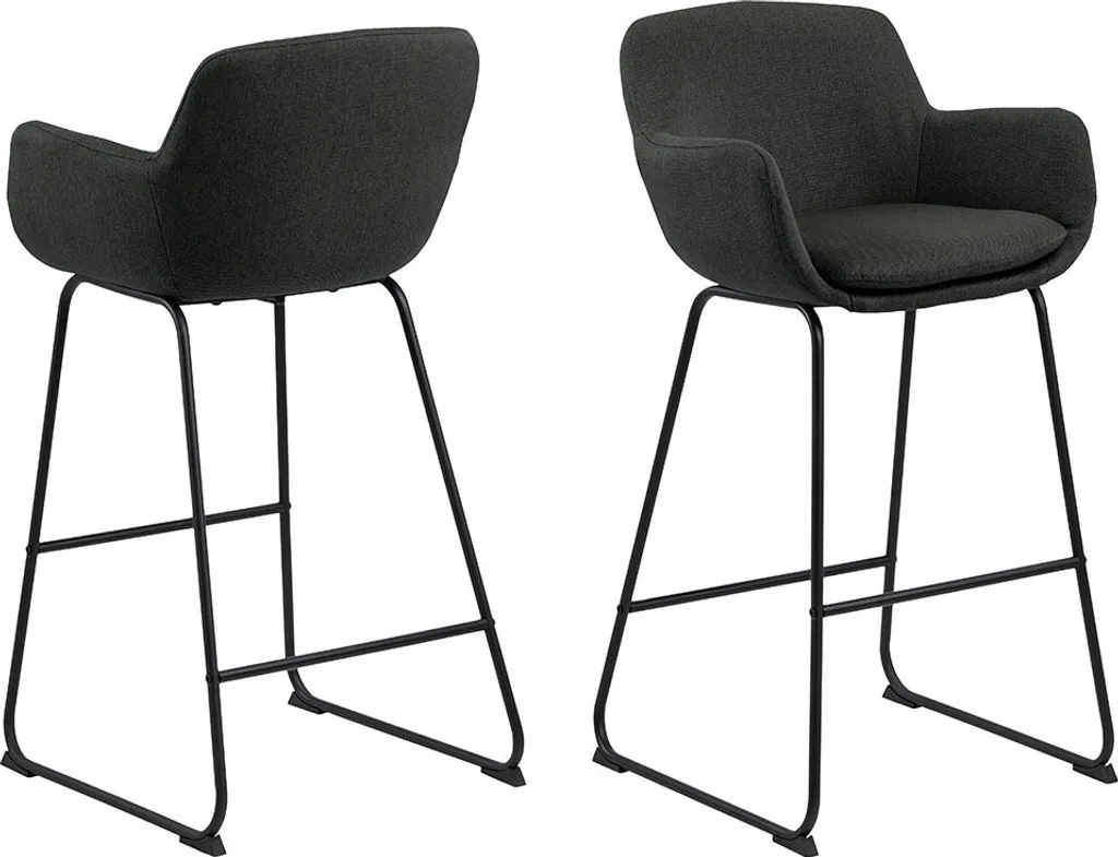 Tabouret de Bar Lira Gris Anthracite avec Assise Ergonomique et Pieds