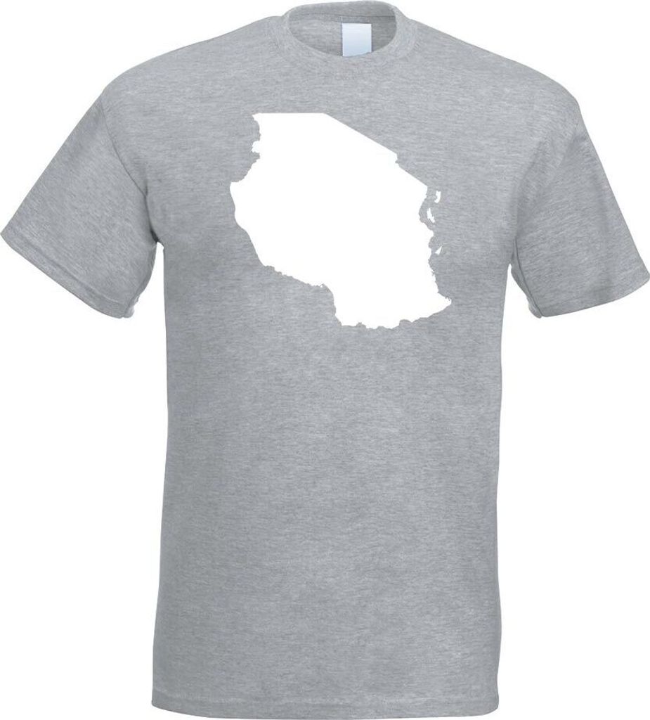 Kiwistar - T-Shirt - Graumeliert - Tansania Umriss Kontur Herren Funshirt Bedruckt Design Sprüche Spruch Motive - mit Motiv Bedruckt - Funshirt De...