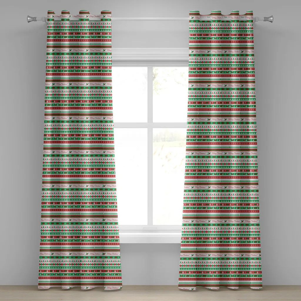 Rideau Noël à motifs avec bordures et citations festives 280 x 175 cm