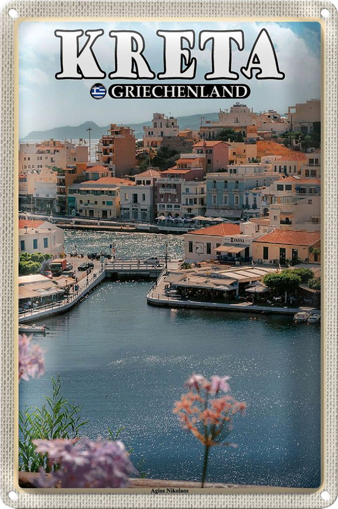 Blechschild Reise 40x30cm Kreta Griechenland Agios Nilolaos
