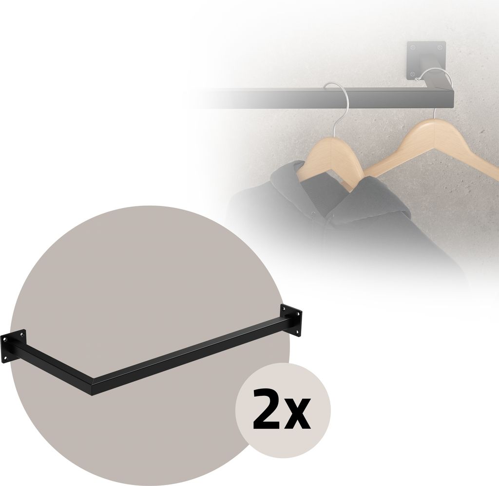 ML-Design sada 2 věšáků na zeď, 30x60 cm, černá barva, z Obrázek produktu 