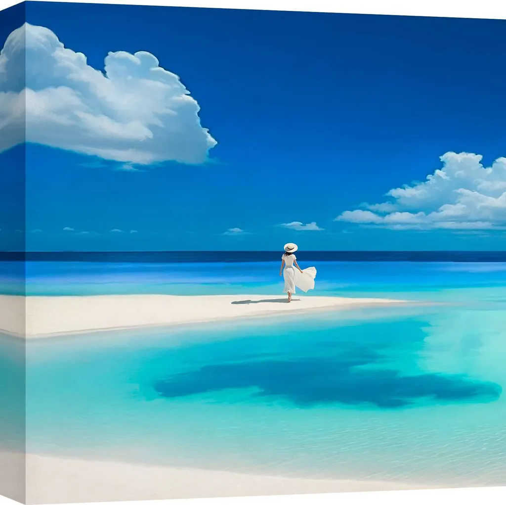 Décoration Zen Salon : Tableau Tropical Lake Baie de la sérénité 90x90
