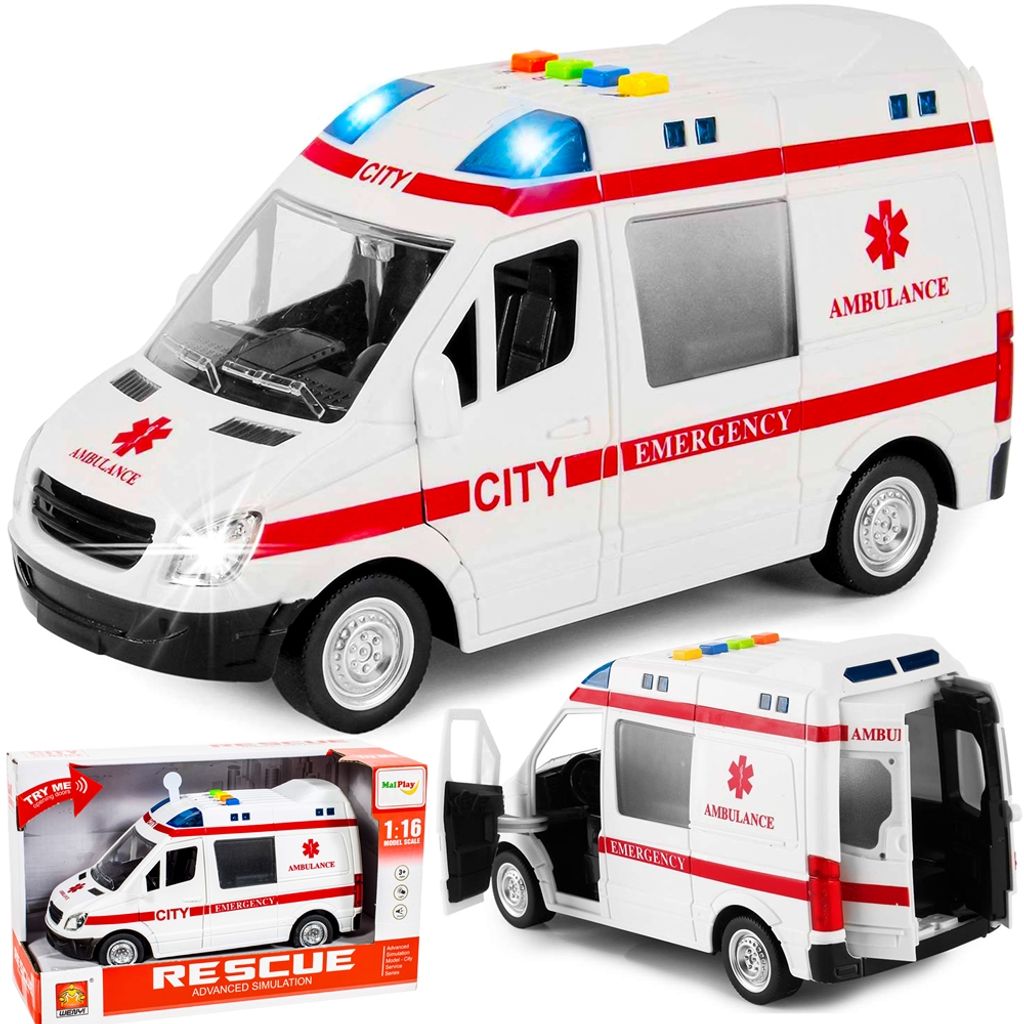 Modbrix Rettungswagen Auto Spielzeug, Krankenwagen Spielzeugauto mit  Blaulicht und Sirene: : Spielzeug
