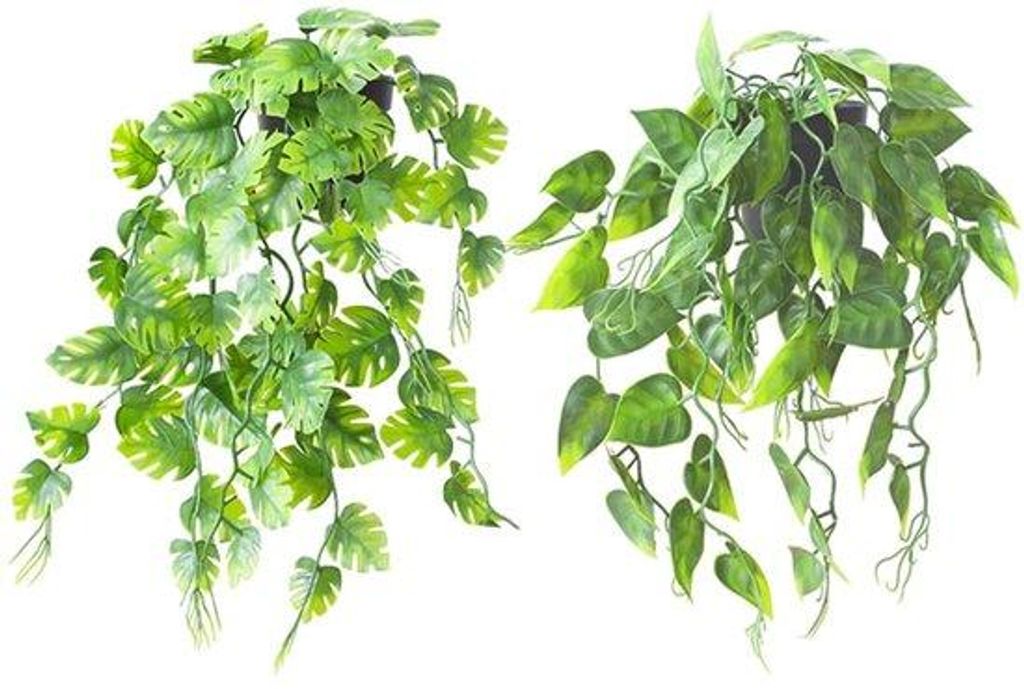 Kunstblumenpaar in Pott 40 cm 42 cm, hängbar, für Innen und Außen, Dekoration für Küche, Garten, Büro, Eingangsbereich