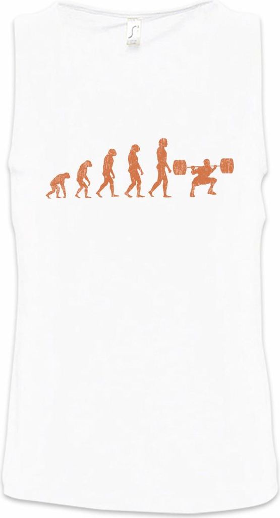 Urban Backwoods Weightlifting Evolution, Ärmelloses T-Shirt, Farbe: Weiß, Größe: L