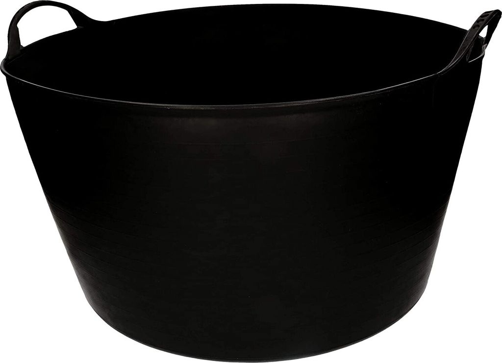 KOTARBAU Elastischer Gummitrog 55L Schwarz mit Tragegriffen Universal Flexibler Gartenkorb