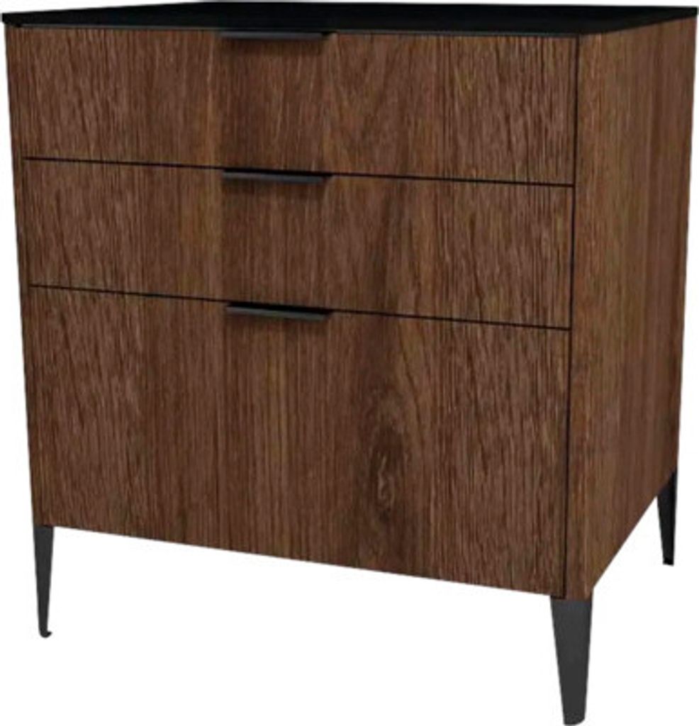 Kommode mit 3 Schubladen Devo Lotos 76x70x53 cm bronze expressive oak/schwarz