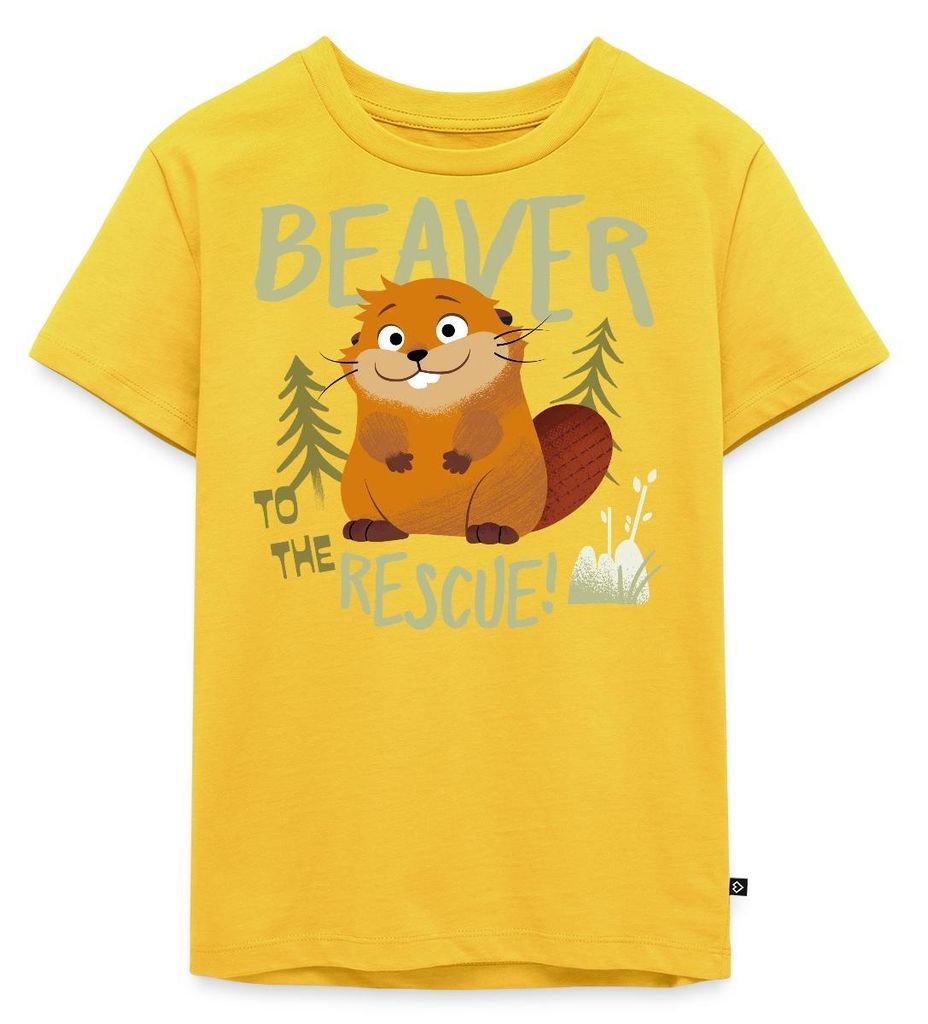 Spreadshirt Hoppers Beaver To The Rescue Kinder Premium T-Shirt, 110/116 (4 Jahre), Sonnengelb