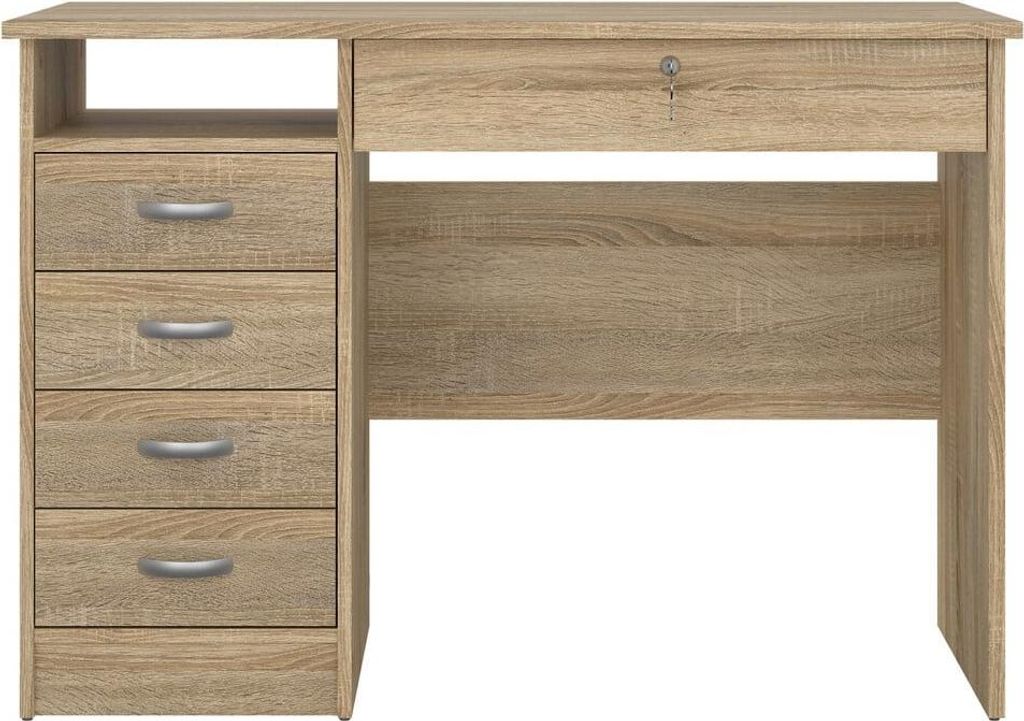 CALICOSY - Schreibtisch mit 5 Schubladen (1 abschließbar) B109,3 cm – FUNCTION
