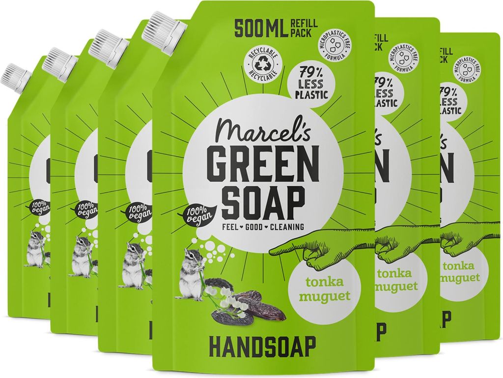 Marcel's Green Soap - Handseife Nachfüllpack Tonka & Muguet - Flüssigseife Spender-Nachfüllpack - 100 % umweltfreundlich - 100 % vegan - 97 % bi...