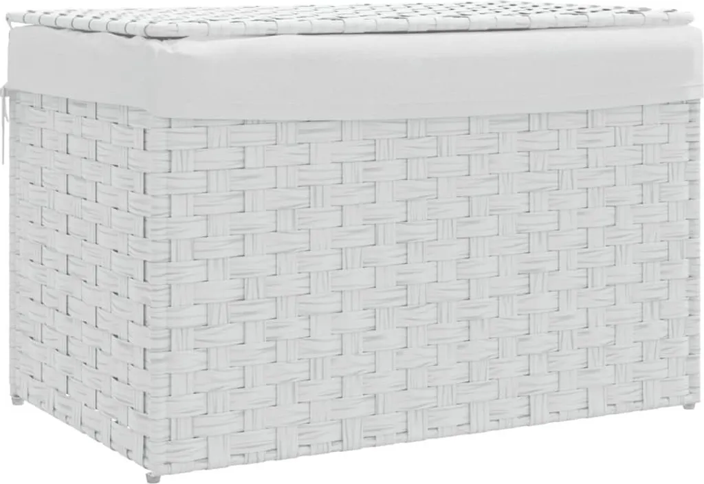Corbeille à linge en polyrotin blanc résistant à l'humidité 55,5 cm