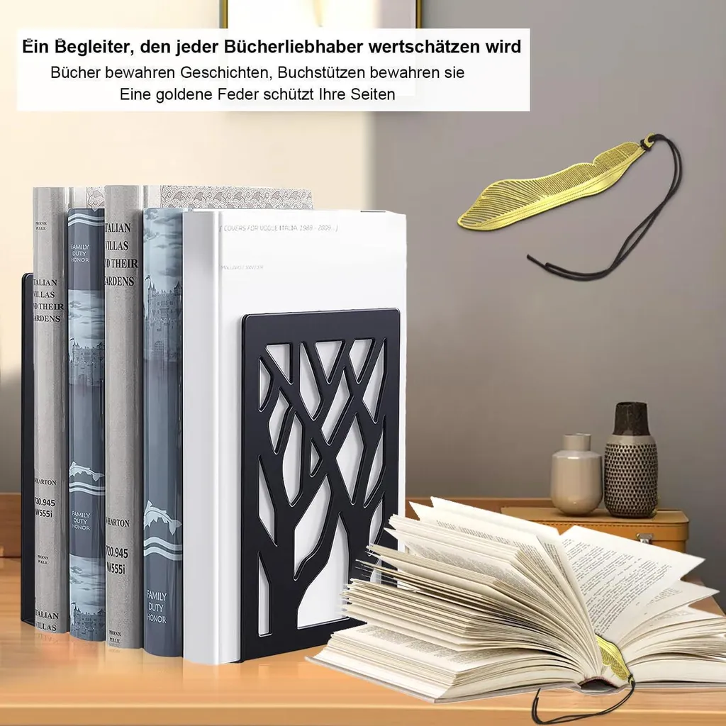 Nature's Decorations Fermalibri In Agata Nera Naturale: Coppia Antiscivolo Con Paraurti, Per Libri Pesanti, Decorazione Ufficio E Casa