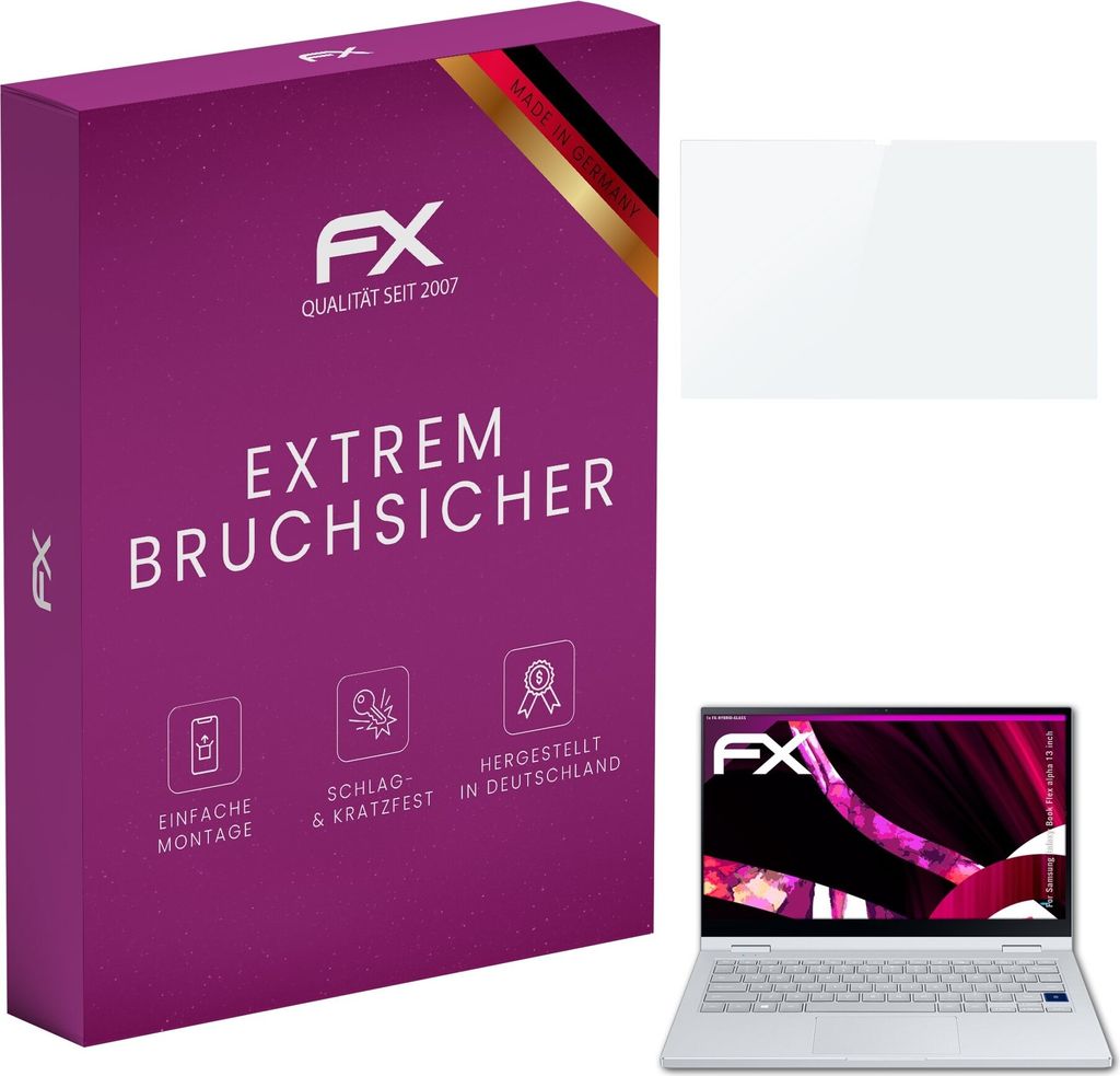 atFoliX FX-Hybrid-Glass Displayfolie kompatibel mit Samsung Galaxy Book Flex alpha (13 inch) Glasfolie