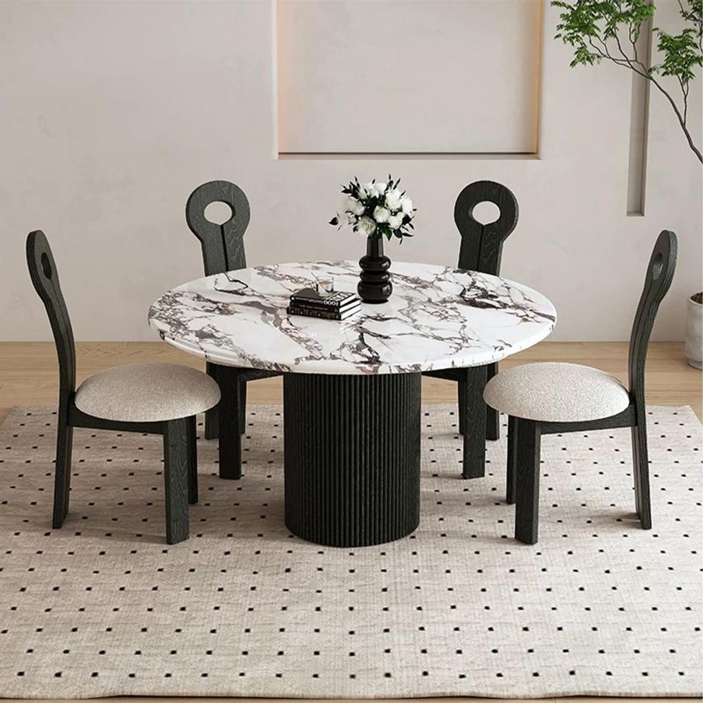 Esstisch, Runder Esstisch, Esstisch für kleine Wohnungen, Esstisch mit vertikalen Beinen, Esstisch für den Hausgebrauch 110*75cm