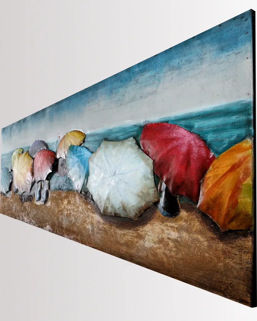 Tableau 3D métal parasols : la solution pour un mur vide sans relief
