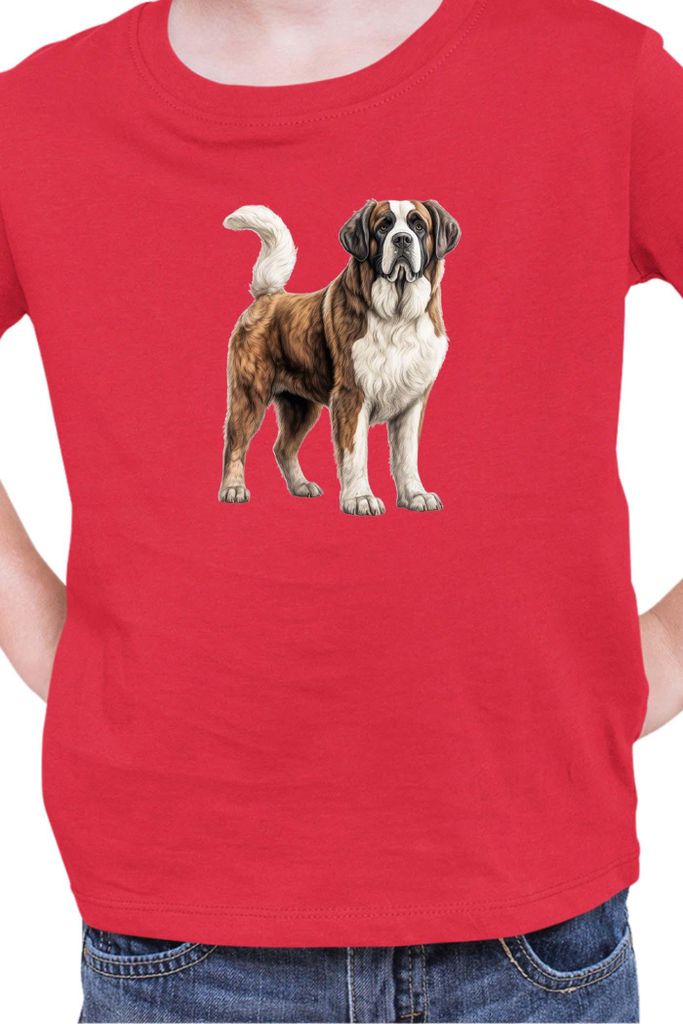 Kinder T-Shirt Dogs Breeds Saint Bernard Dog Breed 005, 5-6 Jahr - 116 / Rot