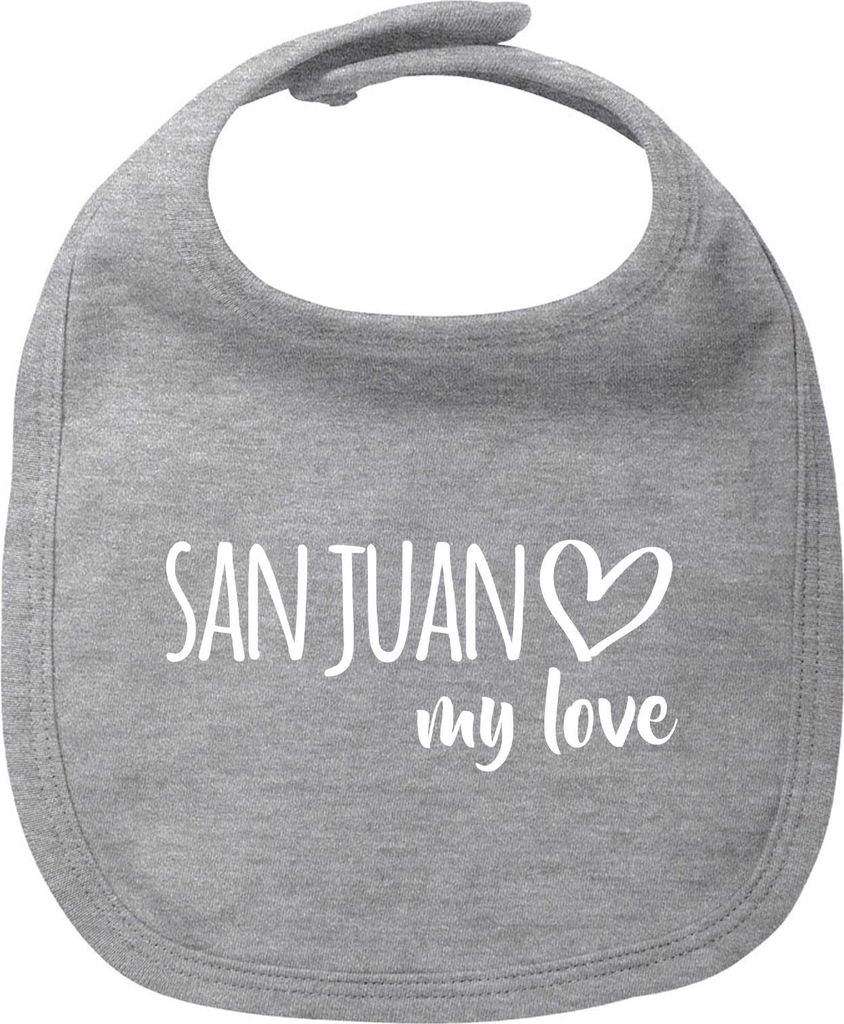 Huuraa Baby Lätzchen San Juan my love Heather Grey Klettverschluss Baumwolle Latz Geschenkidee
