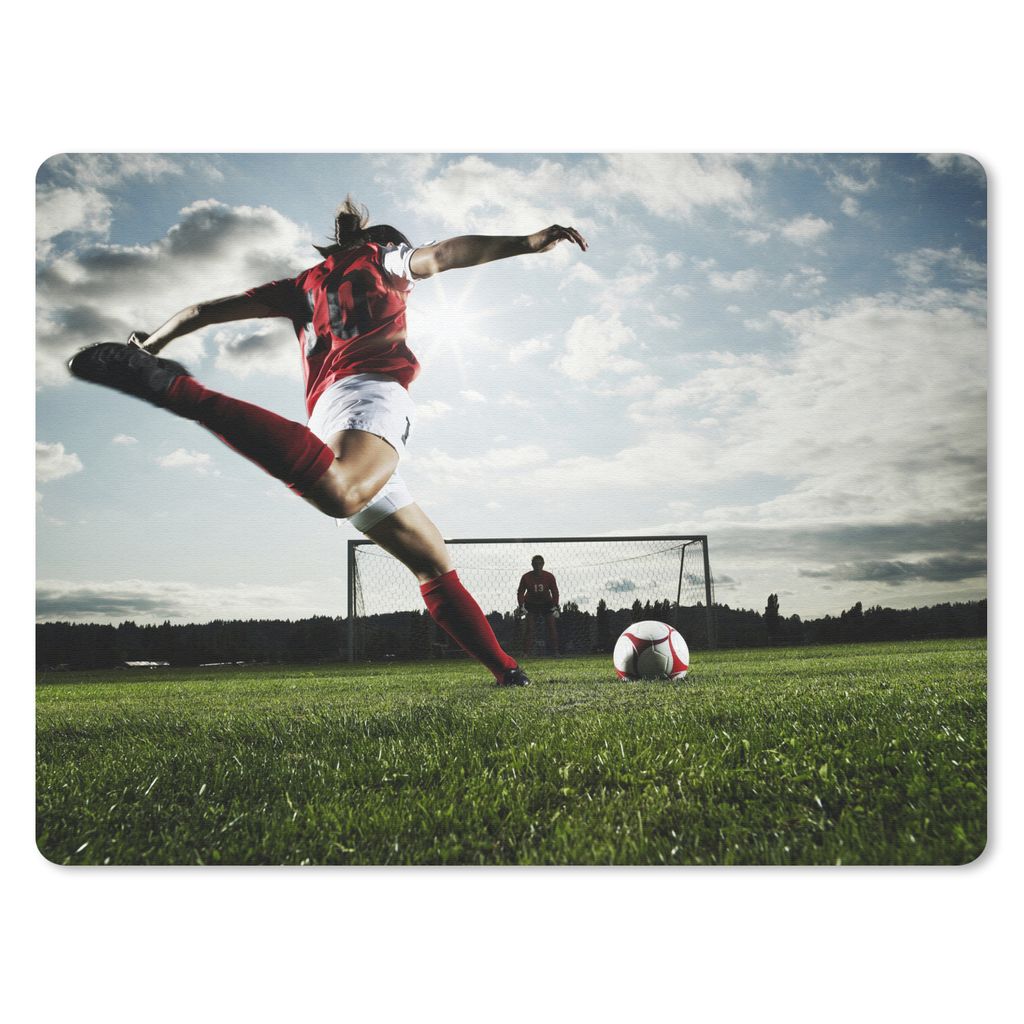MuchoWow Mauspad Mousepad Frau schießt aufs Tor 40x30 cm - Mousepads - Maus Mat - Pad - Mausunterlage - Anti Rutsch