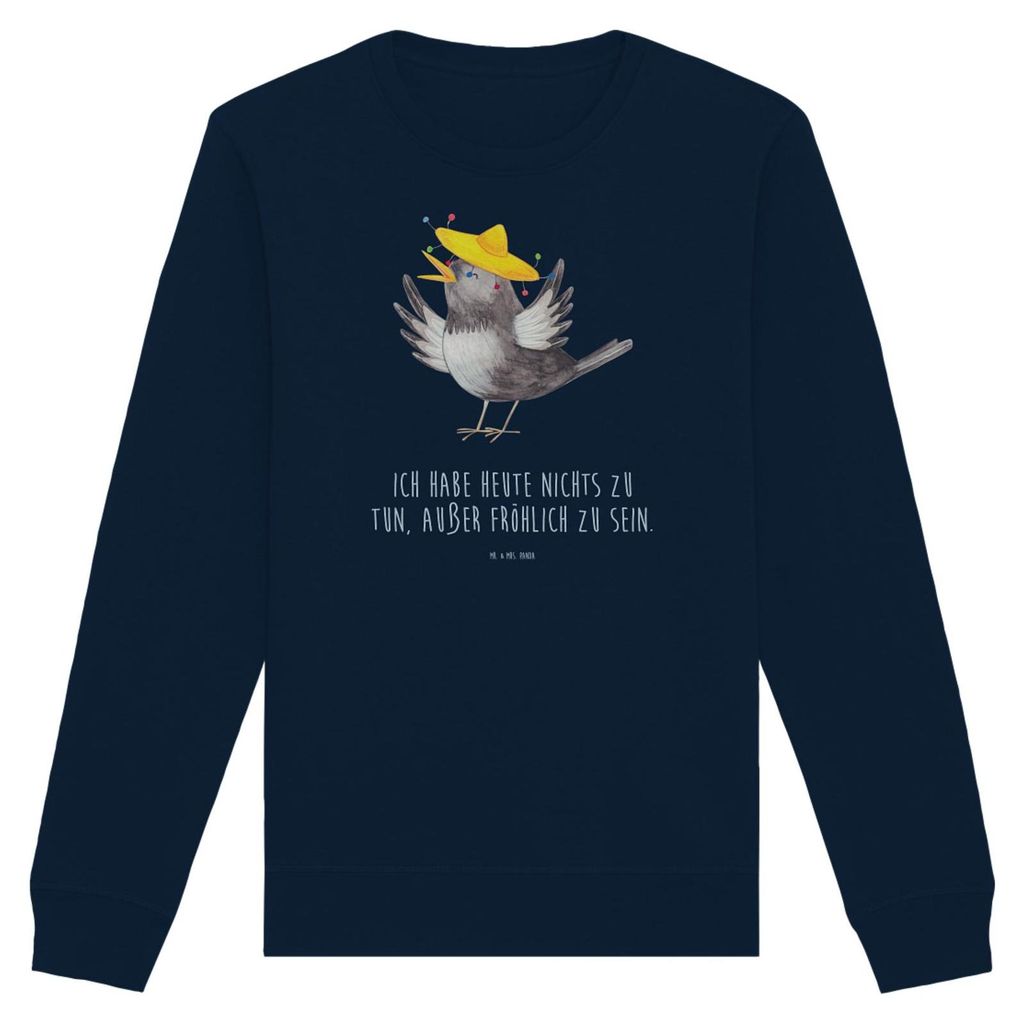 Mr. & Mrs. Panda Bio Baumwoll Pullover Rabe Sombrero Größe XXL - French Navy - Geschenk, Sweatshirt, Rundhals, Pulli, Elster, Vögel, Motivation,...