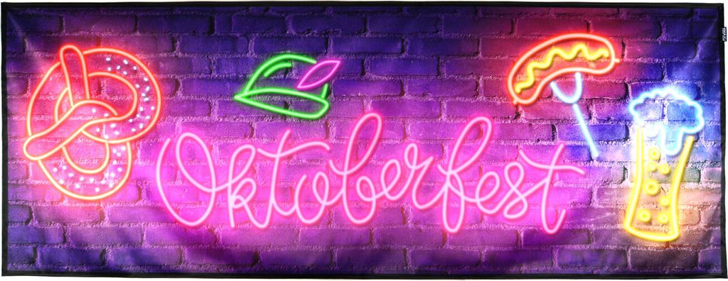 PSYWORK Schwarzlicht Banner Stoffbanner Neon 200x75cm Partydekoration Stoff Tuch UV-aktiv Party Dekoration Hintergrund Groß Bier Brezeln