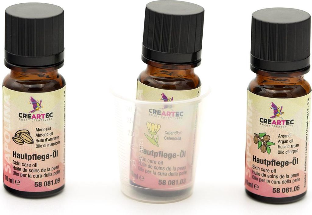 CREARTEC 3er Set Hautpflegemittel - Set mit Arganöl, Mandelöl und Ringelblumenöl - trockene Haut