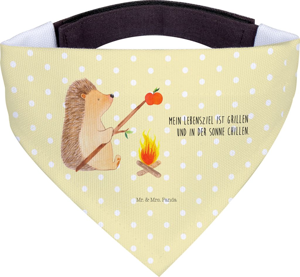 Mr. & Mrs. Panda Tuch Igel Grillen - Gelb Pastell - Geschenk, Sinn Des Lebens, Halstuch Für Hunde, Lustige Sprüche, Hundehalstuch, Ziele, Spruch,...
