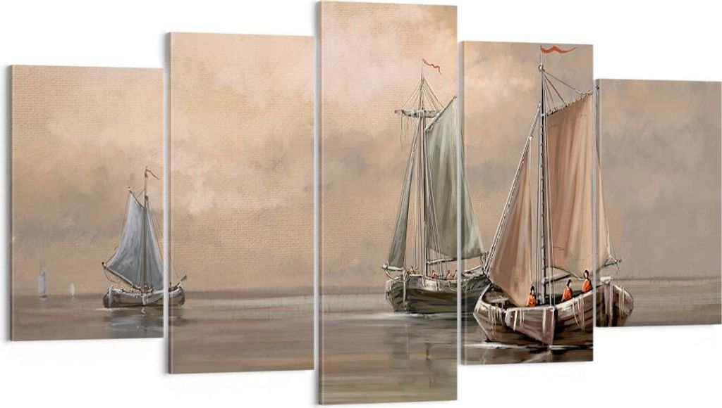 Bild auf Leinwand - Leinwandbild - Meer Boot Fischer - 160x85cm - Wand Bild - Wanddeko - Wandbilder - Leinwanddruck - Bilder - Kunstdruck - Wanddek...