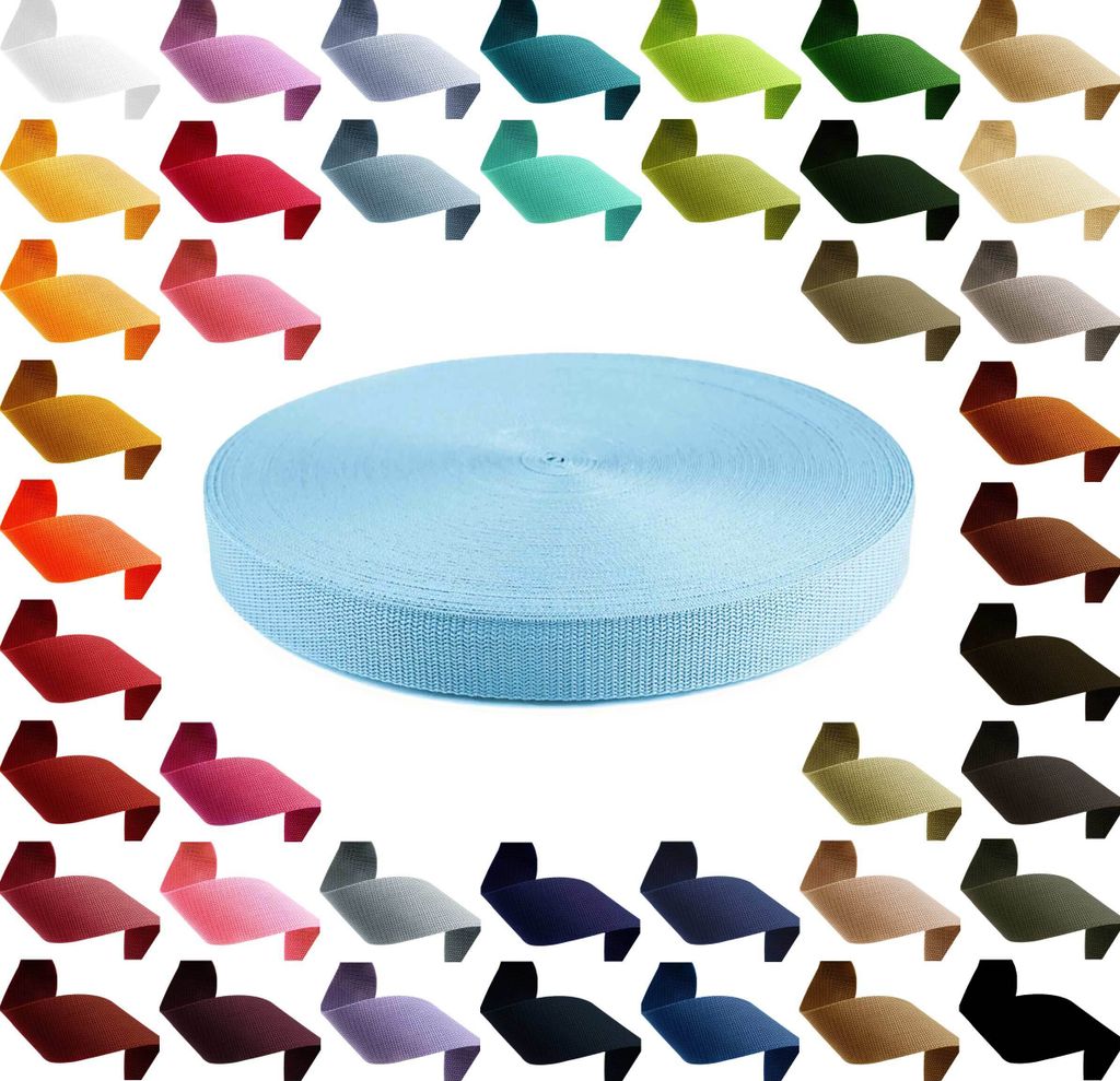 50m PP Gurtband Polypropylen 25mm breit, 1,3mm stark, Farbwahl 40 Farben