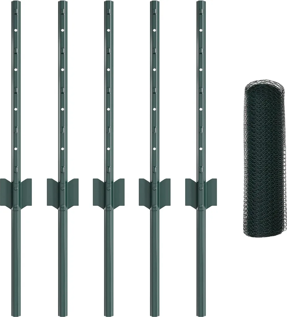 Grillage Hexagonal en Acier Vert 10m et Accessoires de Pose DesignMeubles