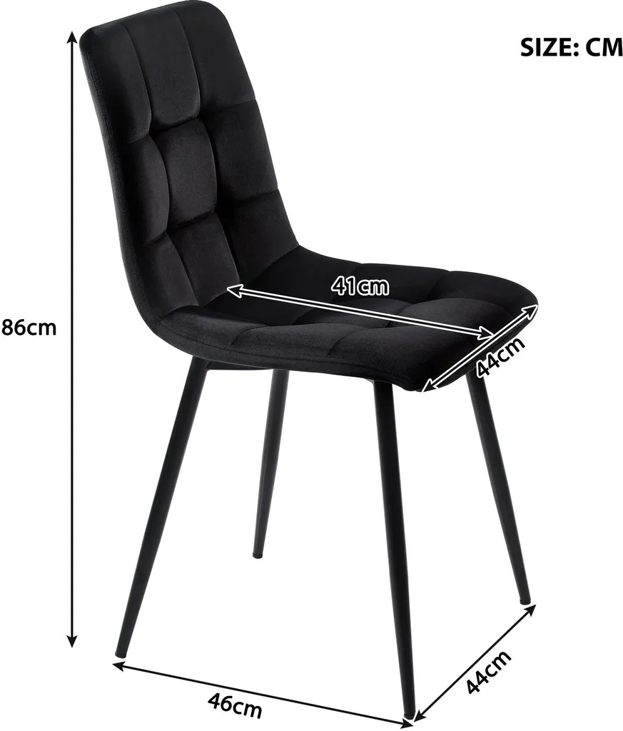 Set de 4 chaises confortables pour table de cuisine en velours doux